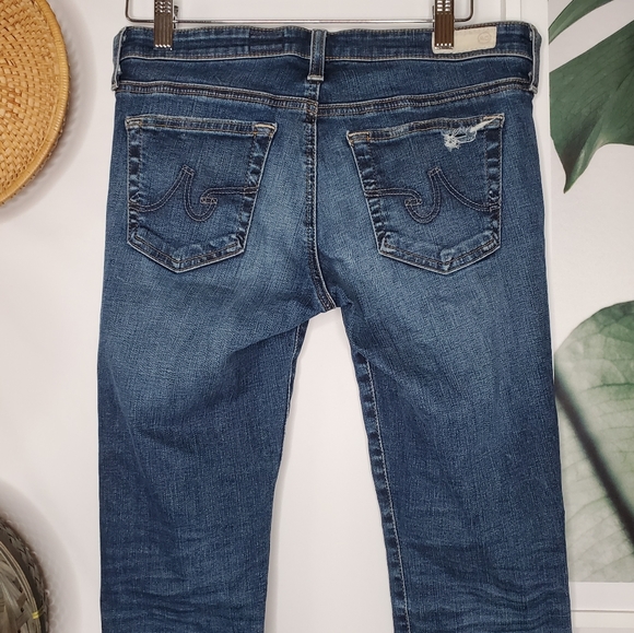 AG Adriano Goldschmied  Stevie Slim Ankle Distressed Destroyed Jeans Blue Boho - Picture 6 of 7